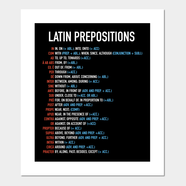 Latin Prepositions List Latin Posters and Art Prints TeePublic